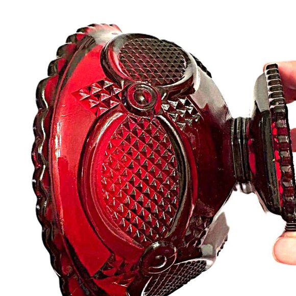 Vintage Avon 1876 Cape Cod CANDY DISH Footed Red Ruby Glass Pedestal Bowl - Picture 4 of 6